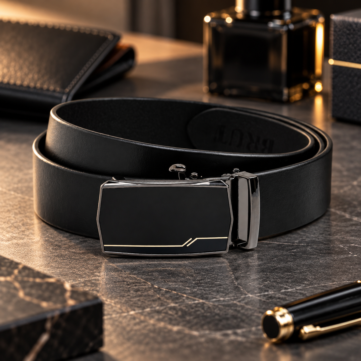 ARTHUR MMEN'S BLACK LEATHER BELT FOR MEN