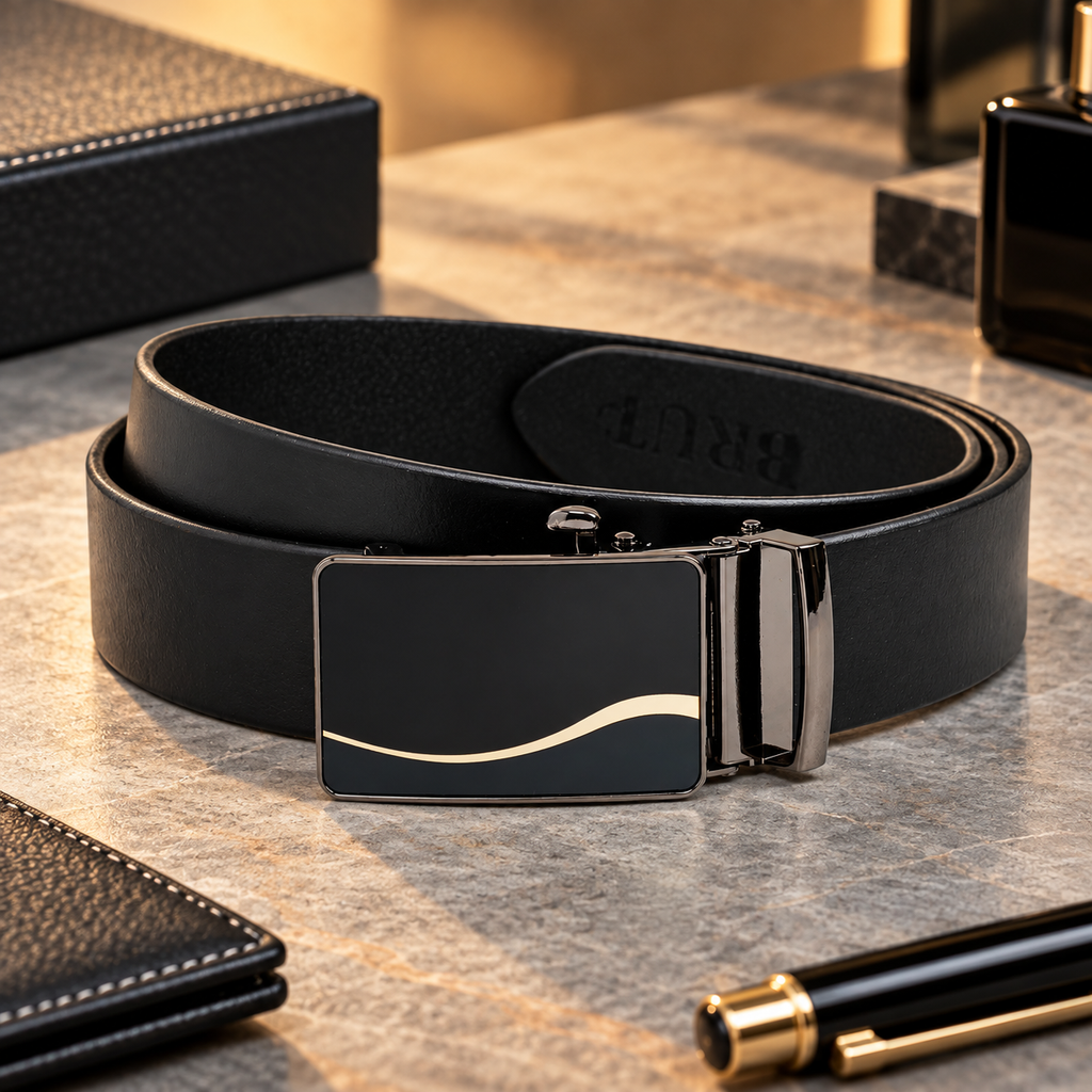 JASPER MEN'S BLACK LEATHER BELT FOR MEN