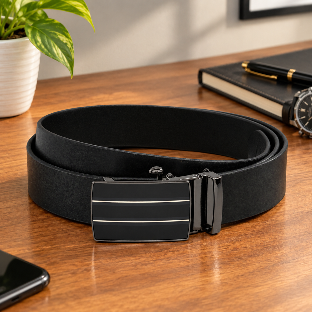 FINN MEN'S BLACK LEATHER BELT FOR MEN