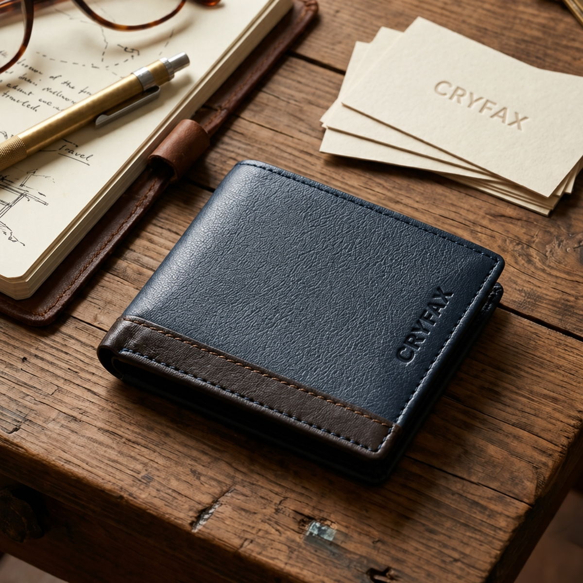 CRYFAX CIKAGO PATTERN MEN'S LEATHER WALLET