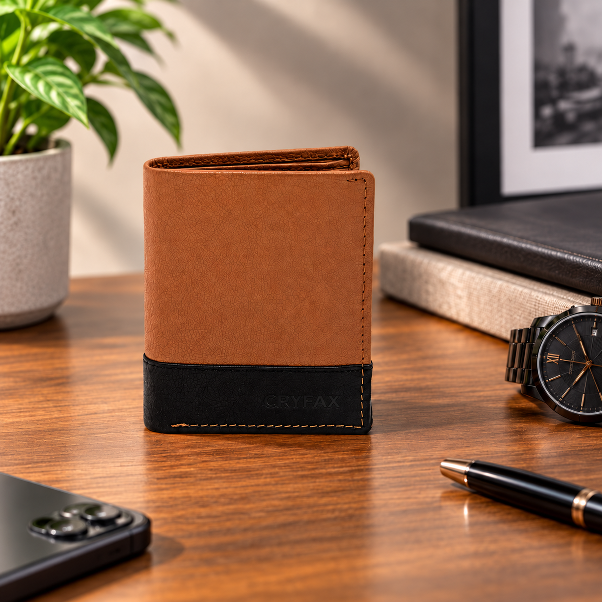 CRYFAX LIBRA PATTERN MEN'S LEATHER WALLET