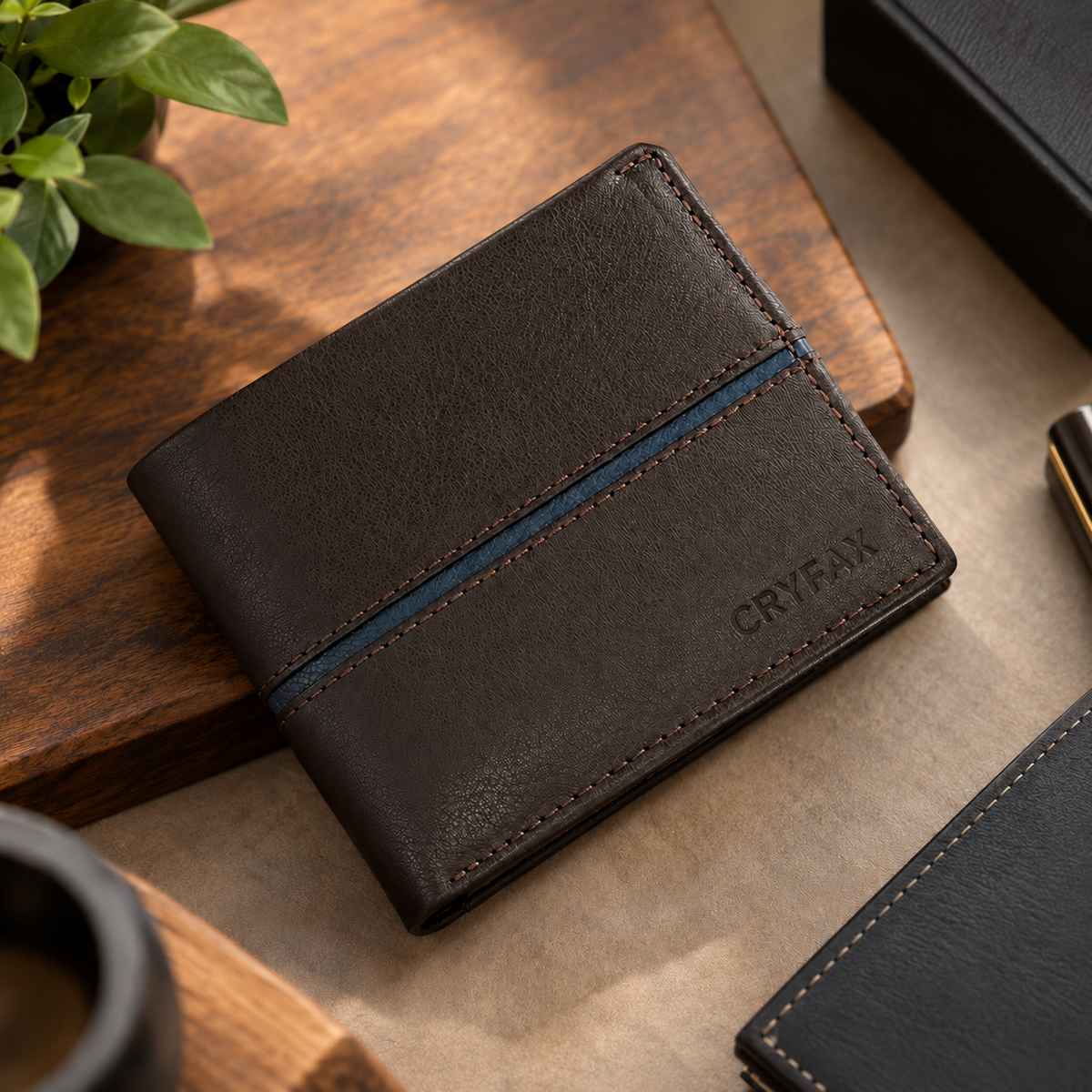 CRYFAX CENAL PATTERN MEN'S LEATHER WALLET