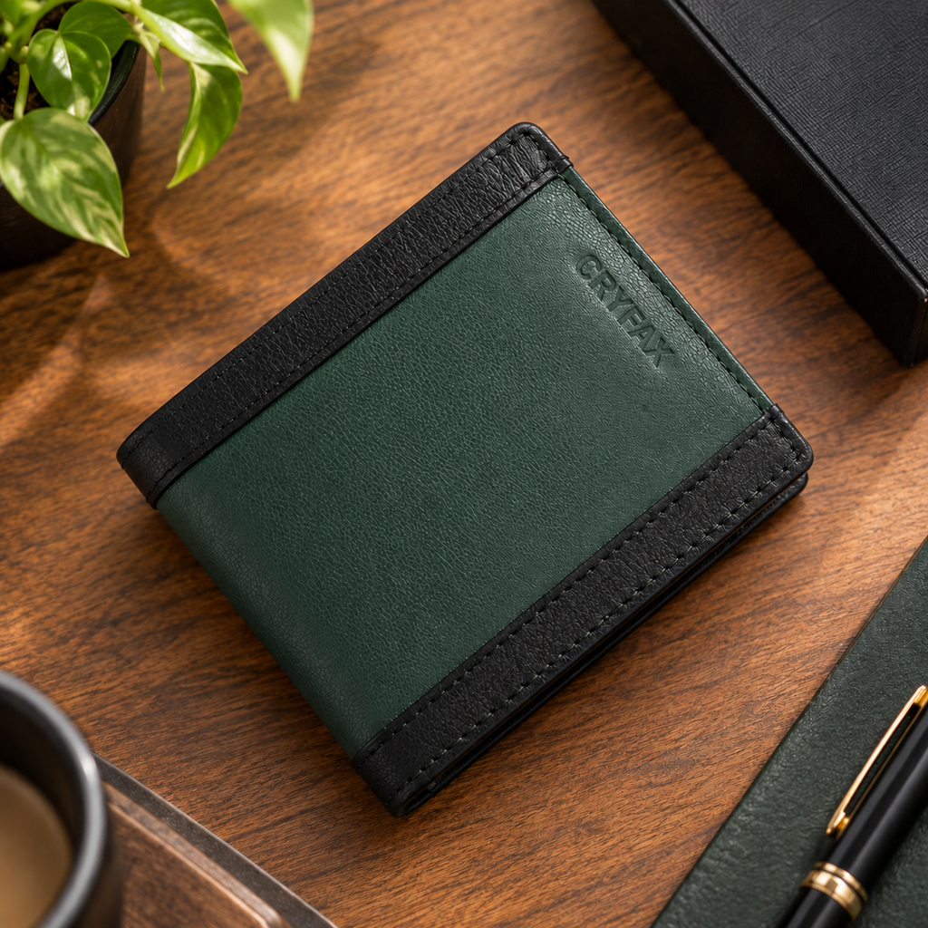 CRYFAX HERRY PATTERN MEN'S LEATHER WALLET