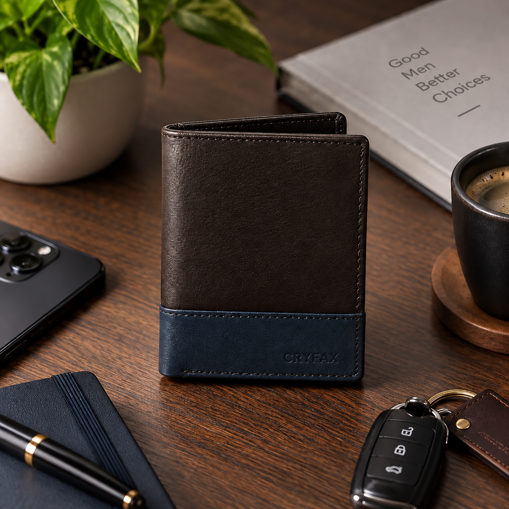 CRYFAX FLIP PATTERN MEN'S LEATHER WALLET