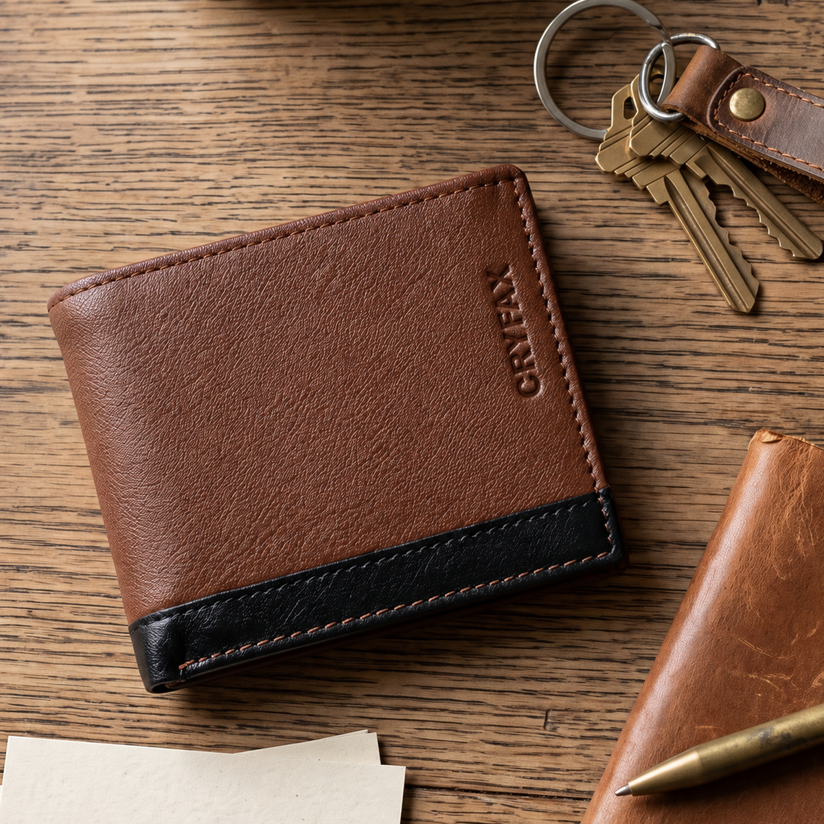 CRYFAX DENNY PATTERN MEN'S LEATHER WALLET