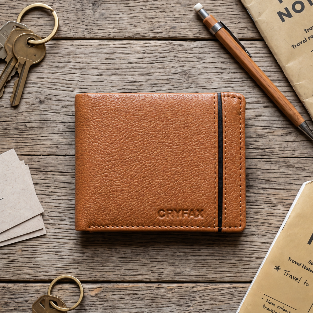 CRYFAX WORRY PATTERN MEN'S LEATHER WALLET