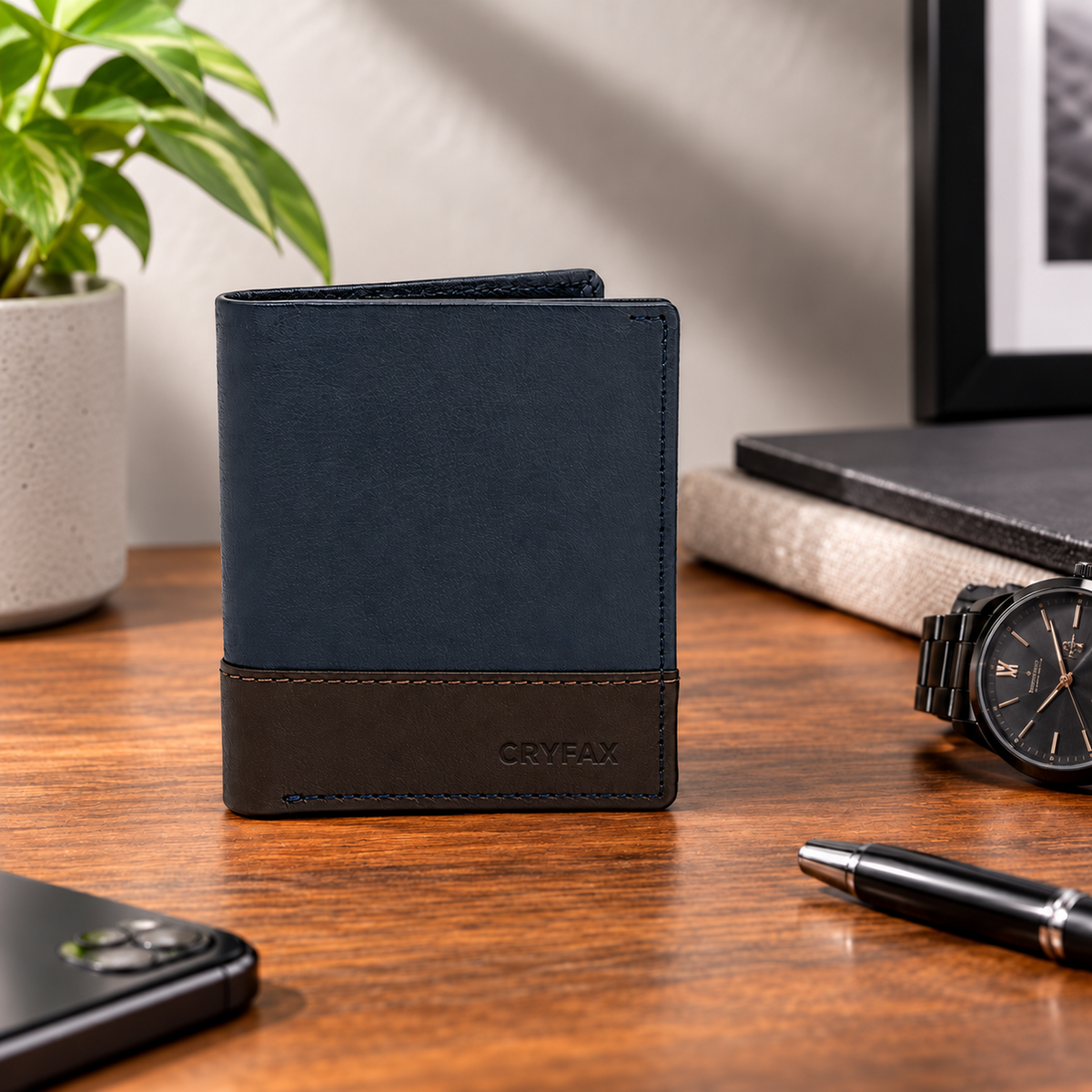 CRYFAX ZIPRO PATTERN MEN'S LEATHER WALLET