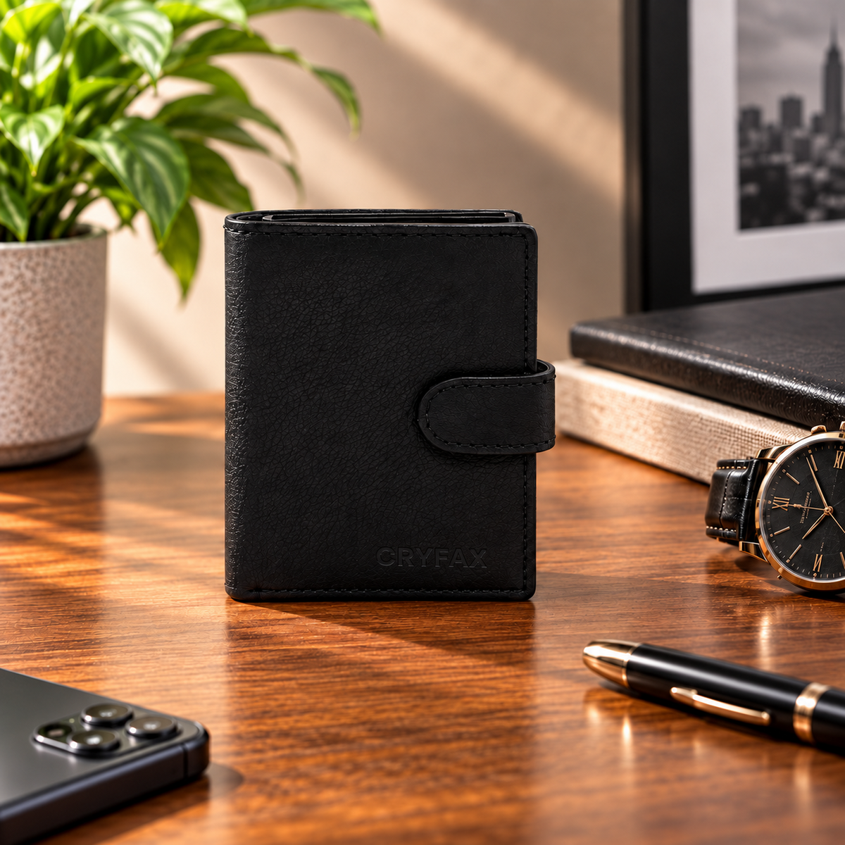 CRYFAX LETRIC PATTERN MEN'S LEATHER WALLET