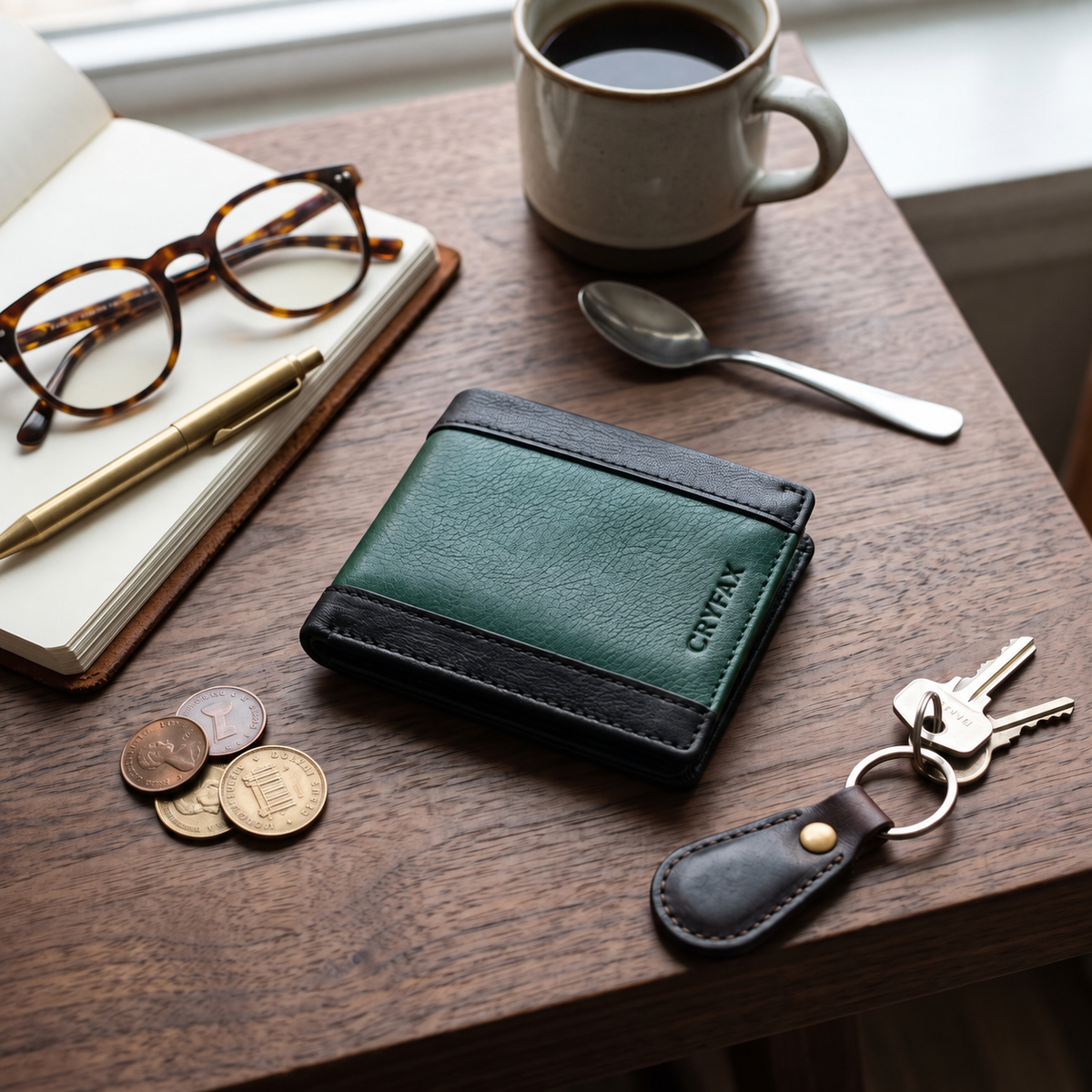 CRYFAX POSTICO PATTERN MEN'S LEATHER WALLET