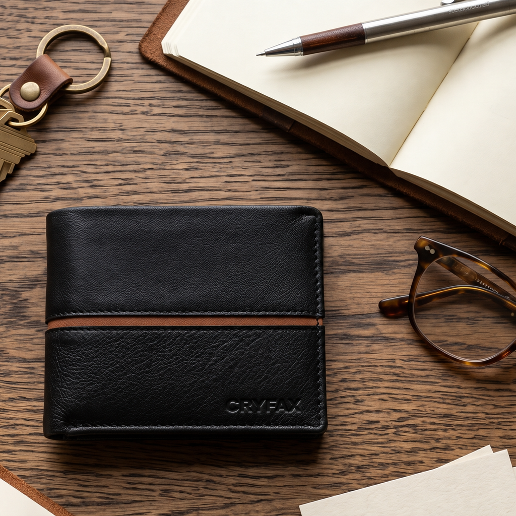 CRYFAX BRINGS PATTERN MEN'S LEATHER WALLET