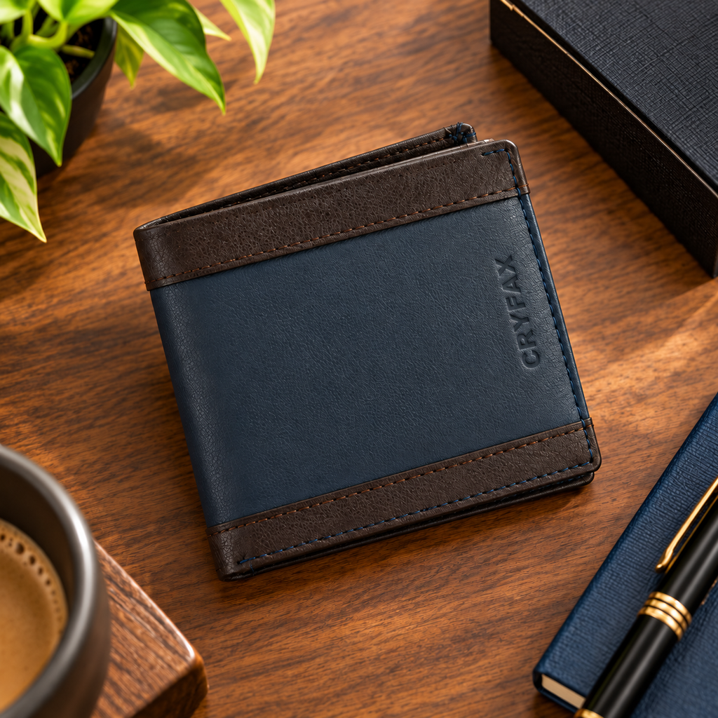 CRYFAX CARVI PATTERN MEN'S LEATHER WALLET
