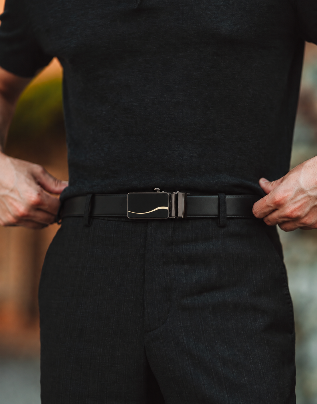 JASPER MEN'S BLACK LEATHER BELT FOR MEN