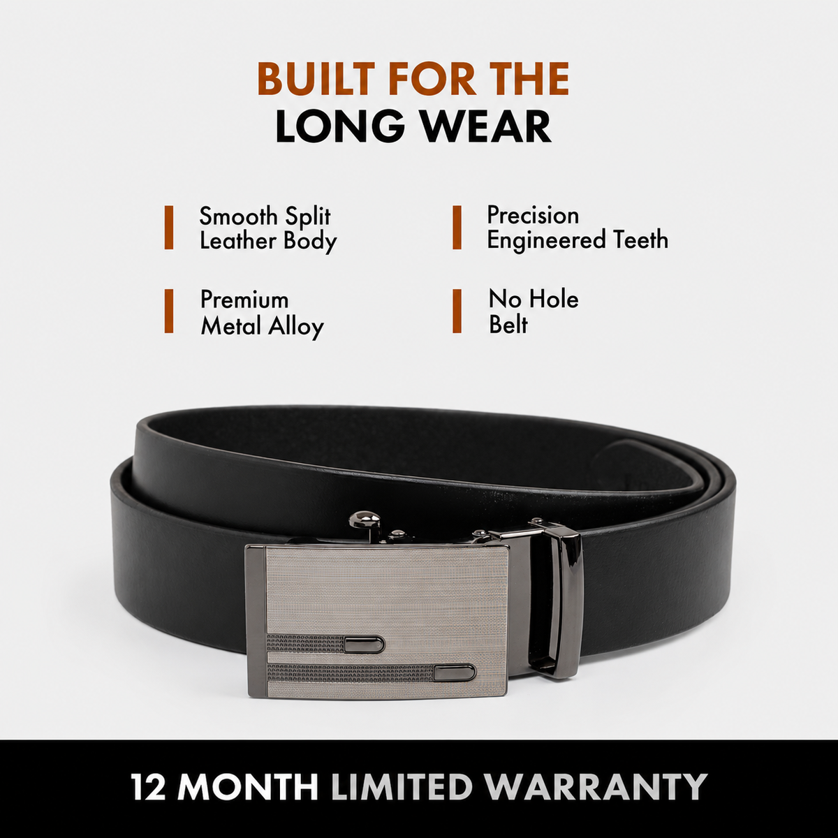 ELIO MEN'S BLACK LEATHER BELT FOR MEN