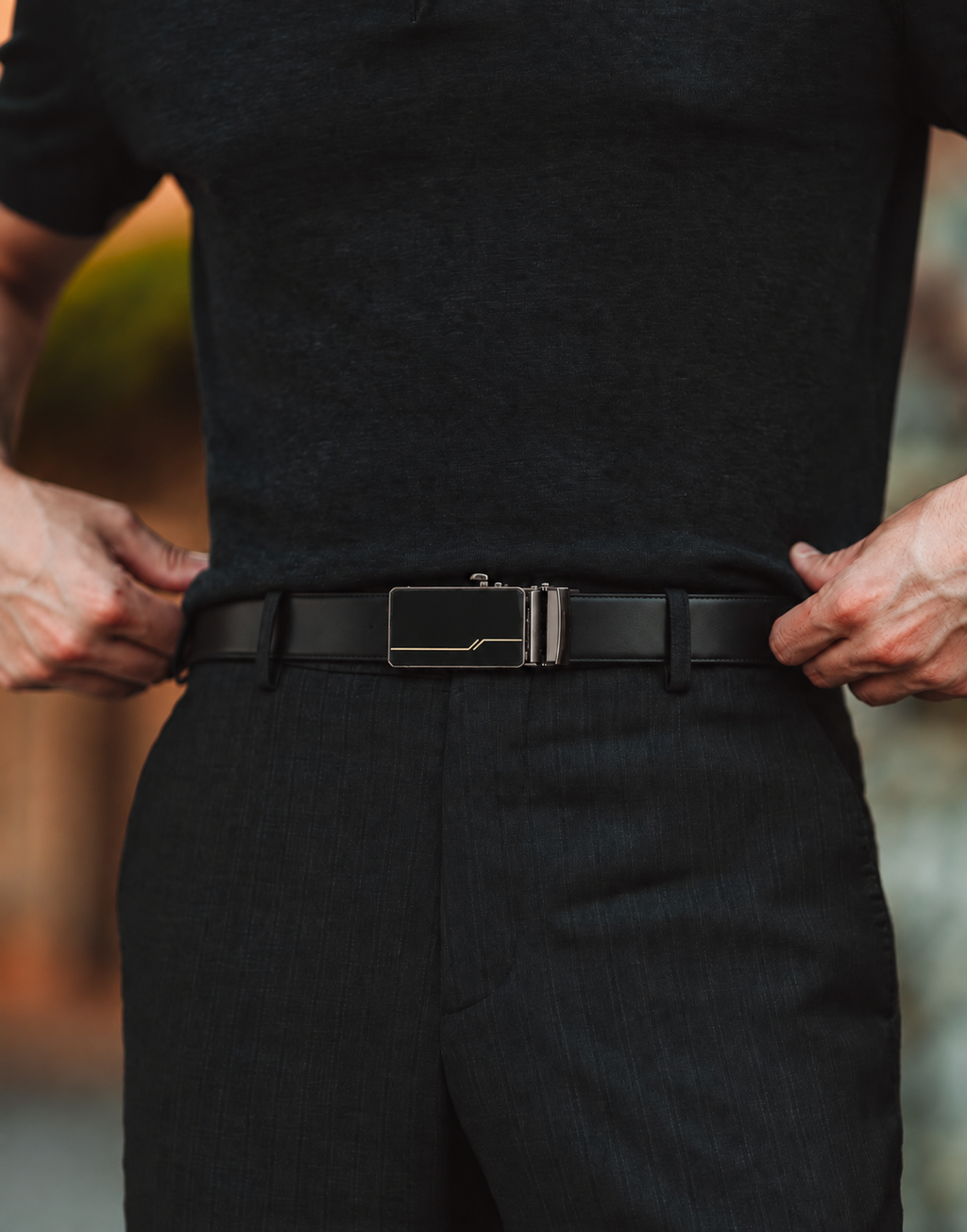 ARTHUR MMEN'S BLACK LEATHER BELT FOR MEN