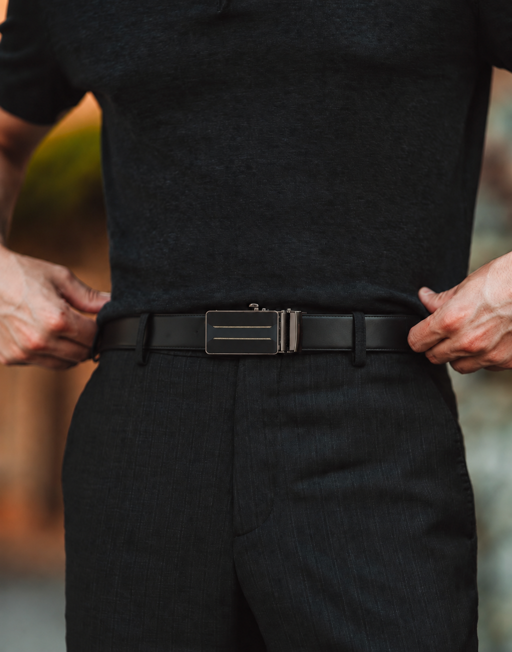 WILDER MEN'S BLACK LEATHER BELT FOR MEN