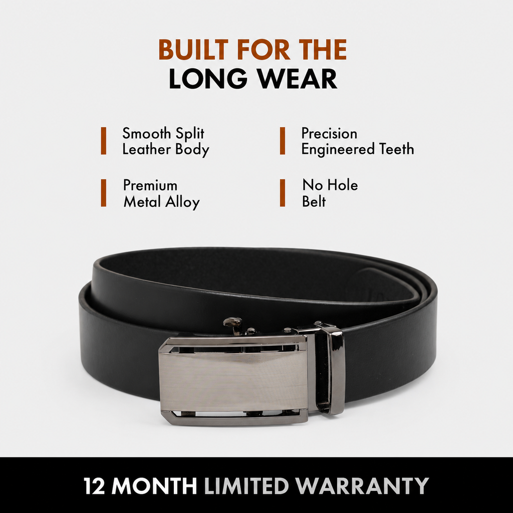 LUKAS MEN'S BLACK LEATHER BELT FOR MEN