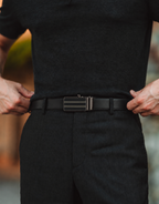 FINN MEN'S BLACK LEATHER BELT FOR MEN