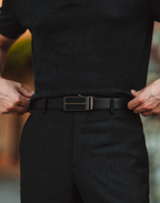 ENZO MEN'S BLACK LEATHER BELT FOR MEN