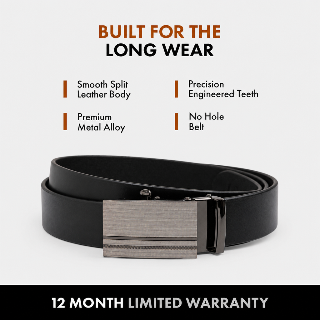 ATLAS MEN'S BLACK LEATHER BELT FOR MEN