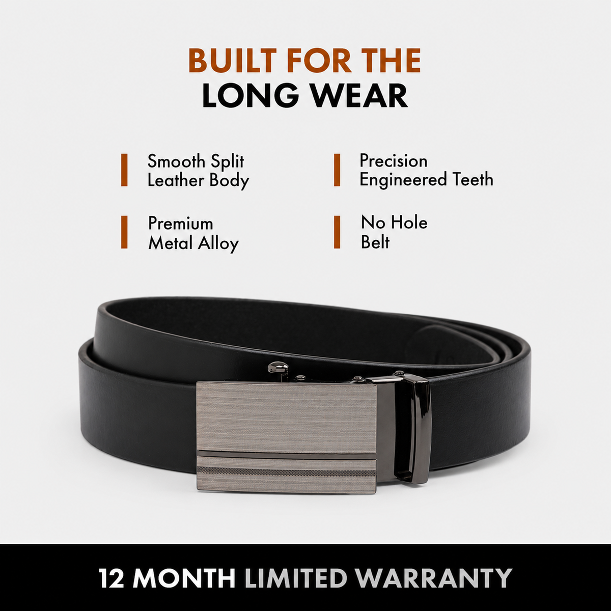 ATLAS MEN'S BLACK LEATHER BELT FOR MEN