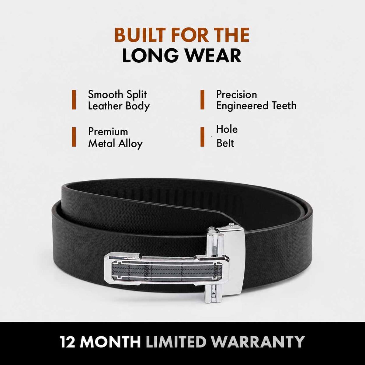 DECLAN MEN'S BLACK LEATHER BELT FOR MEN
