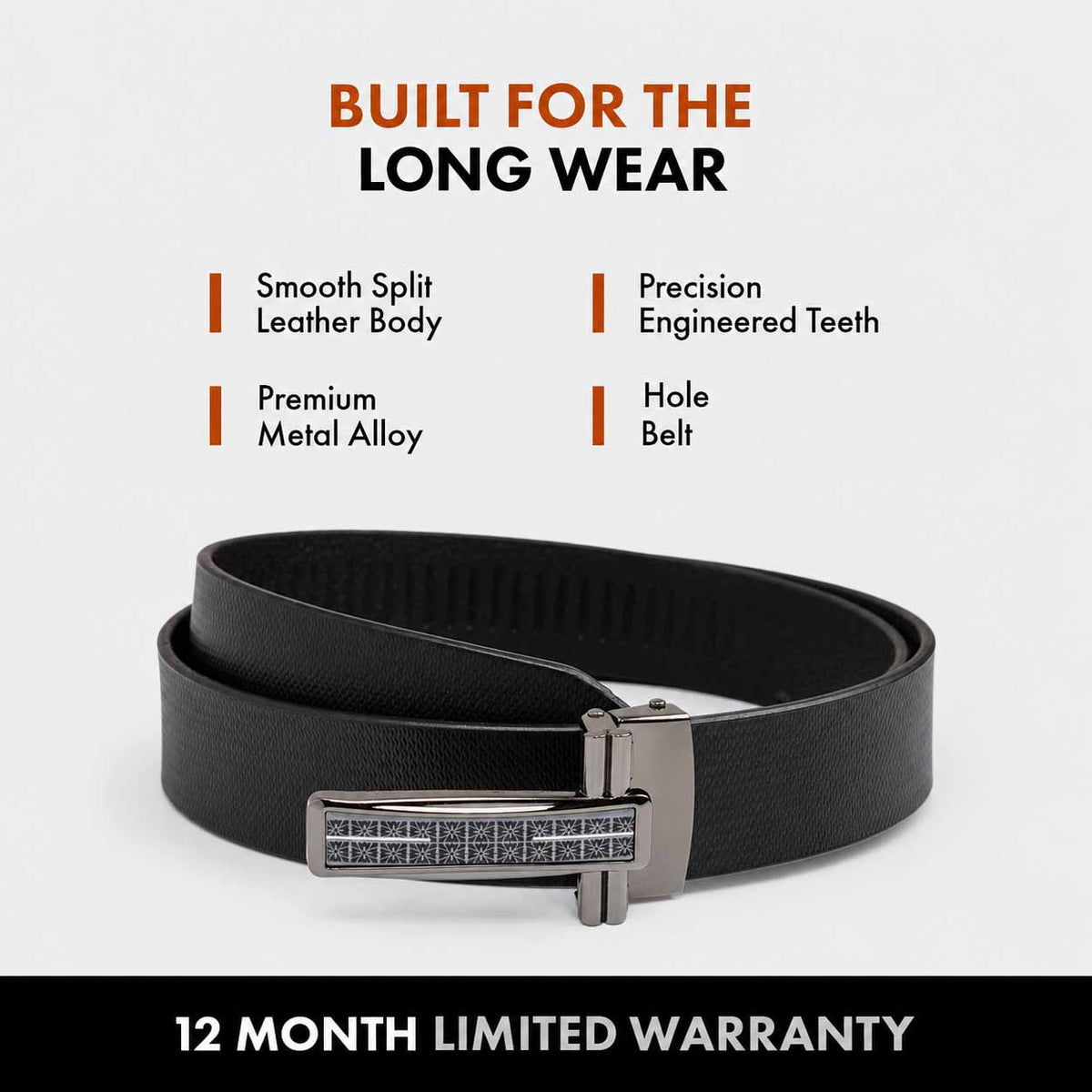 KINGSTON MEN'S BLACK LEATHER BELT FOR MEN